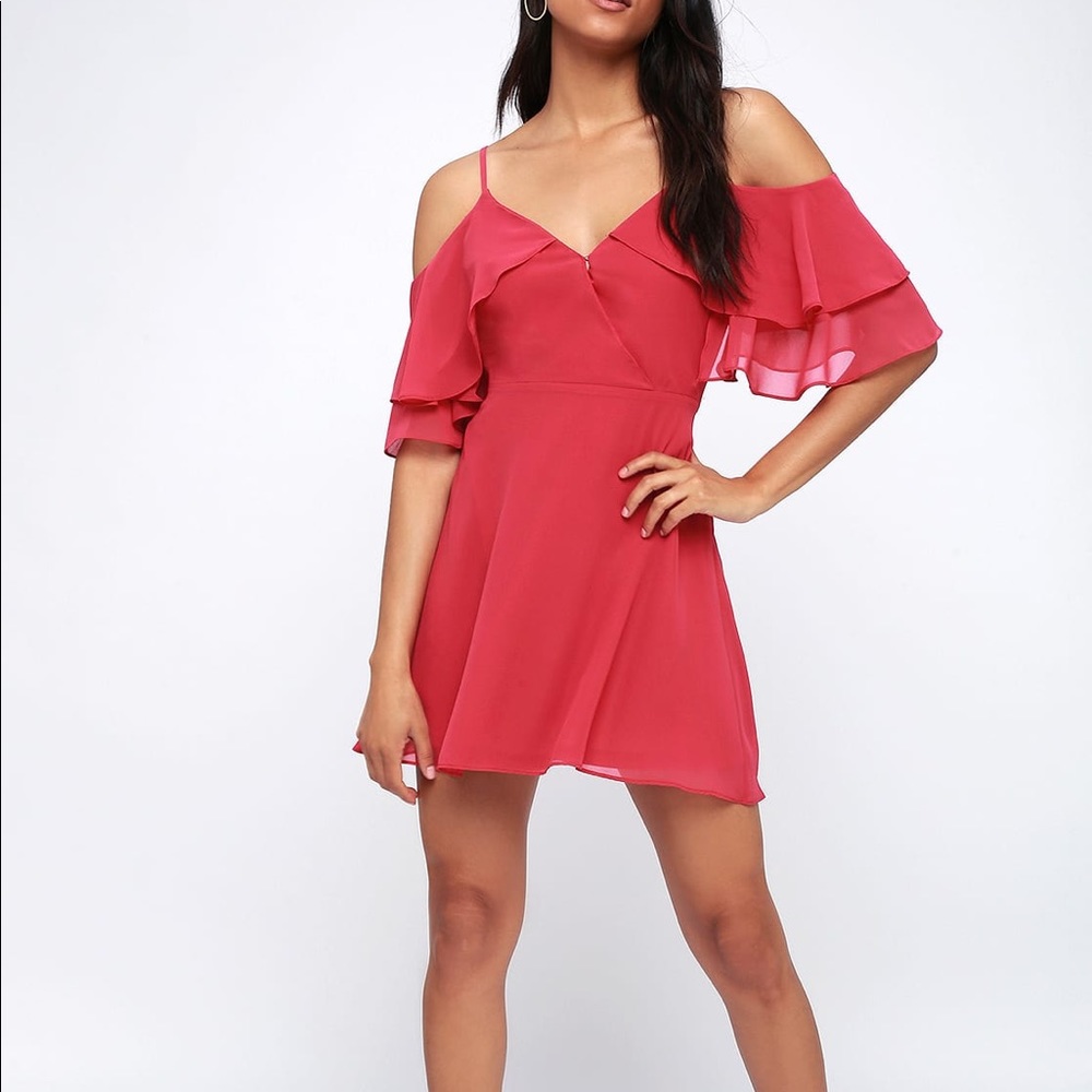 NWT FUCHSIA OFF-THE-SHOULDER SKATER DRESS
